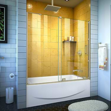 Mirage-Z 60x58" Reversible Sliding Bathtub Door with Clear Glass in Brushed Nickel by DreamLine
