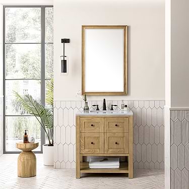 Breckenridge Light Natural Oak 30" Single Vanity with Arctic Fall Solid Surface Top by JMV
