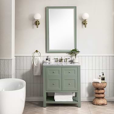 Breckenridge Smokey Celadon 30" Single Vanity with Arctic Fall Solid Surface Top by JMV