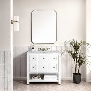 Breckenridge Bright White 36" Single Vanity with Arctic Fall Solid Surface Top by JMV