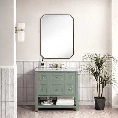 Breckenridge Smokey Celadon 36" Single Vanity with Arctic Fall Solid Surface Top by JMV