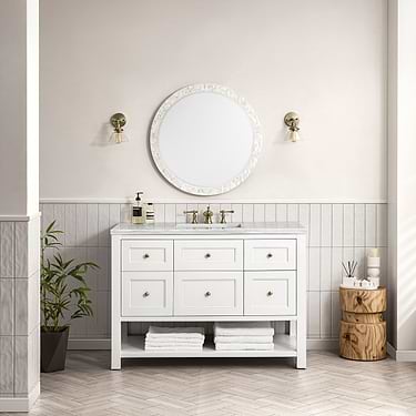 Breckenridge Bright White 48" Single Vanity with Arctic Fall Solid Surface Top by JMV