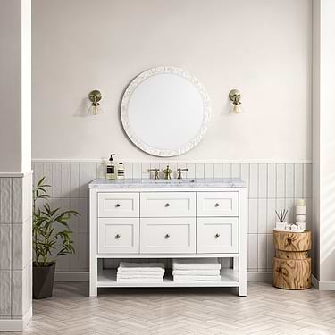 Breckenridge Bright White 48" Single Vanity with Carrara Marble Top by JMV