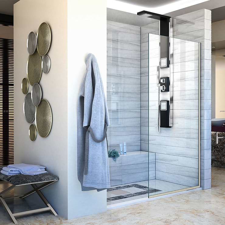 DreamLine Linea 30x72" Reversible Shower Screen with Clear Glass in  Brushed Nickel