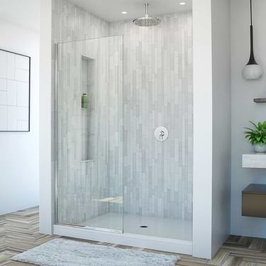 Linea 30x72" Reversible Shower Shower Screen with Clear Glass in  Chrome by  DreamLine
