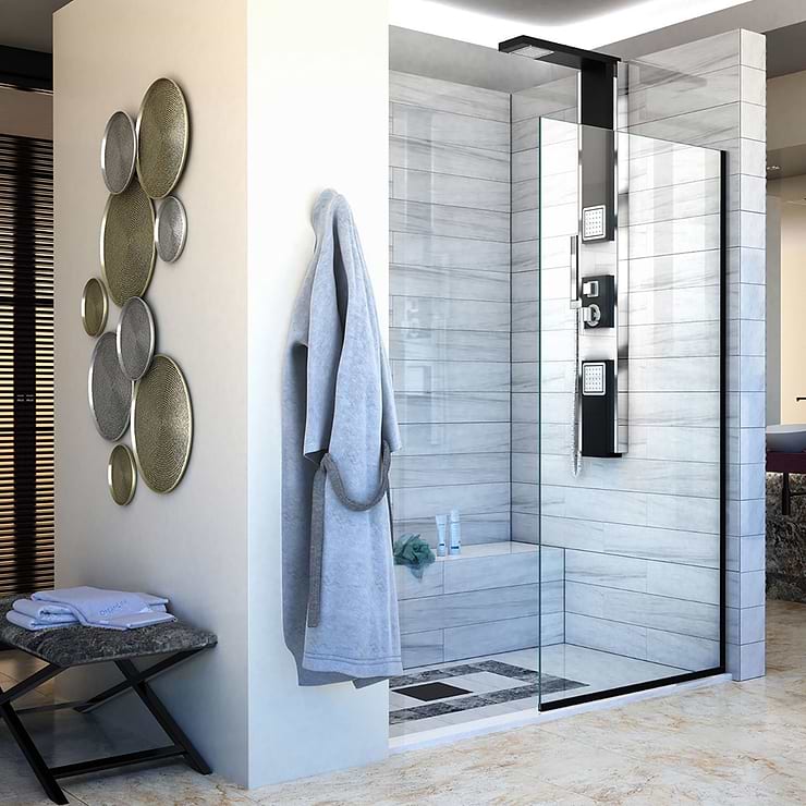 DreamLine Linea 30x72" Reversible Shower Screen with Clear Glass in  Satin Black