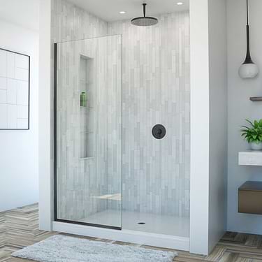 Linea 34x72" Reversible Shower Screen with Clear Glass in  Satin Black by  DreamLine