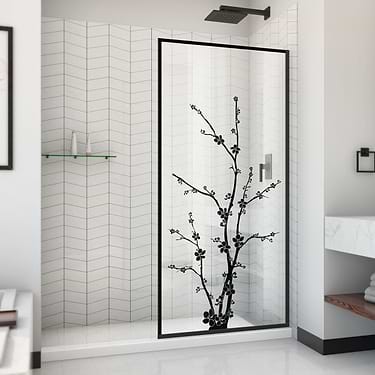 Linea 34x72" Reversible Screen with Zen Glass in Satin Black by DreamLine