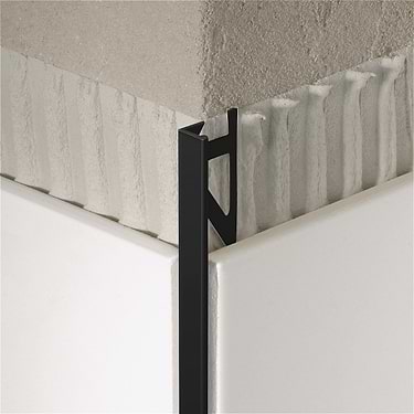 Essential Anodized Aluminium Matte Black 1/2" L-Shape Tile Edge Protector Trim
