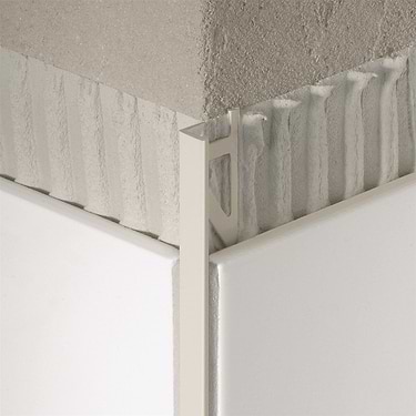 Essential Powder Coated Aluminum Oyster White 3/8" L-Shape Tile Edge Protector Trim