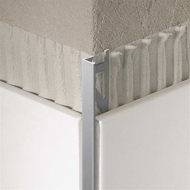 Essential Anodized Aluminum Polished Silver 5/16" L-Shape Tile Edge Protector Trim