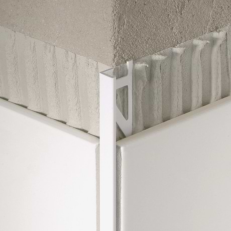 Essential Powder Coated Aluminium White 1/2" L-Shape Tile Edge Protector Trim