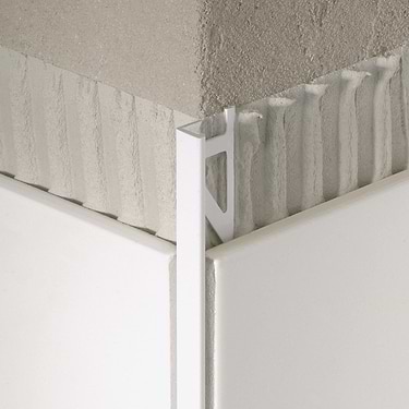 Essential Powder Coated Aluminum White 3/8" L-Shape Tile Edge Protector Trim