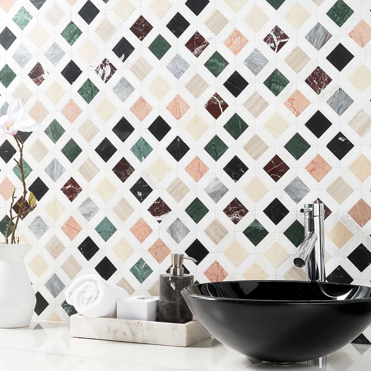 Nola Multicolor 2x2 Polished Marble Mosaic