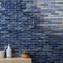 Artwater Iridescent Sky Blue 1x4 Polished Glass Mosaic Tile