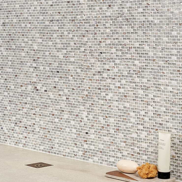 Paragon Calico Beige Mini Brick Marble & Glass Mosaic Tile