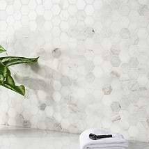 Alaska White 2" Hexagon Polished Marble Mosaic Tile