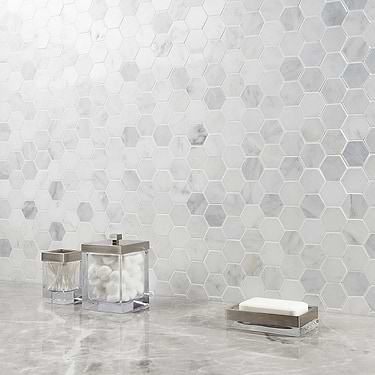 Asian Statuary White 2" Hexagon Polished Marble Mosaic - Sample