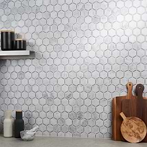 Florentine Carrara & Light Bardiglio Gray 2" Hexagon Polished Marble Mosaic Tile
