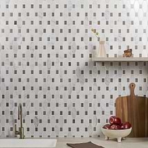 Octave Asian Statuary & Athens Gray 2x4 Marble Polished Mosaic Tile