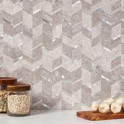 Tether Silver Chevron Solid Core Peel & Stick Self Adhesive Mosaic Tile
