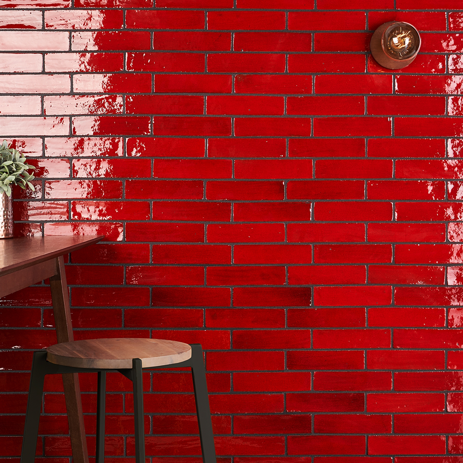 Emery Selenium Red 2x8 Handmade Crackled Terracotta Polished Subway Tile