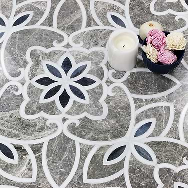 Eminence Daenerys Gray Polished Marble Mosaic - Sample
