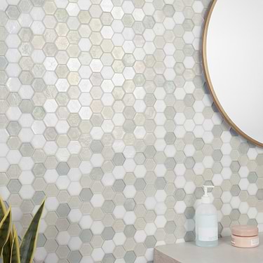 Ohana Atmosphere White 2'' Hexagon Polished Glass Mosaic