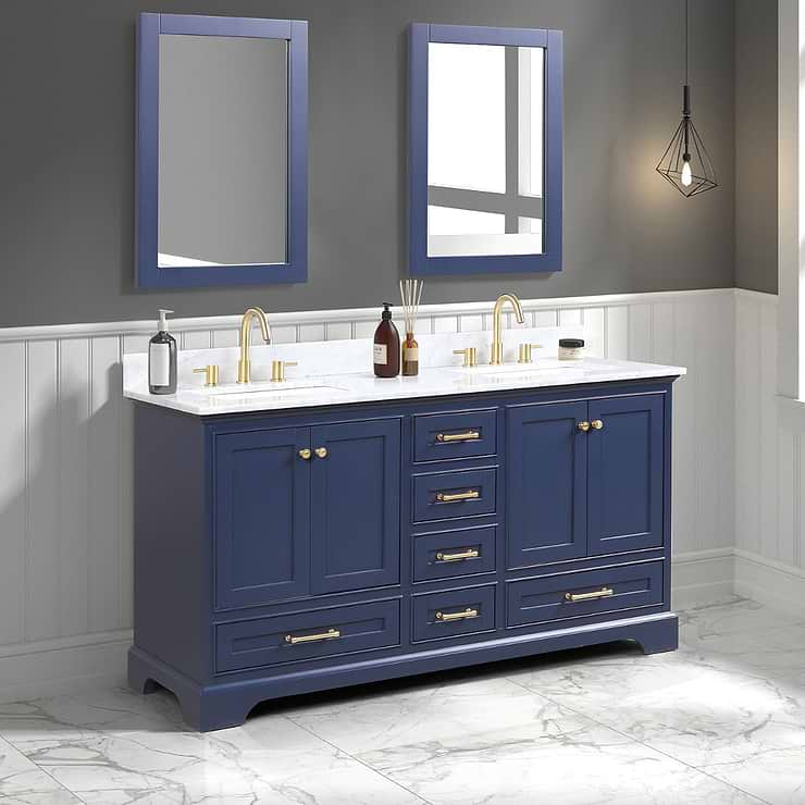 Glendale 60'' Blue Vanity And Marble Counter