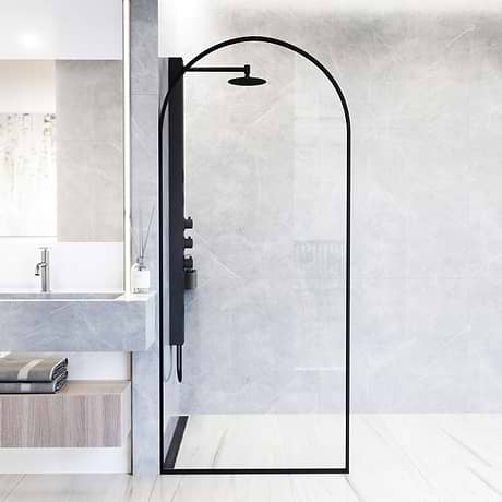 Burke 34x78" Reversible Framed Shower Screen with Clear Glass in Matte Black