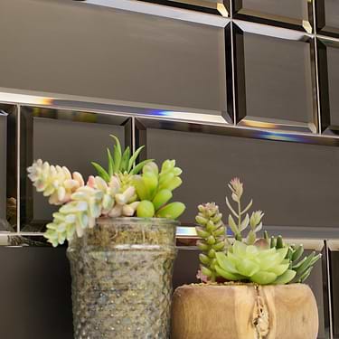 Bronze 4X12 Frosted Beveled Mirror Subway Tile - Sample