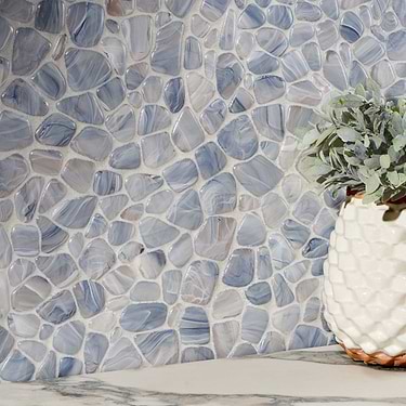 Riverglass  Blue Frosted Glass Mosaic - Sample