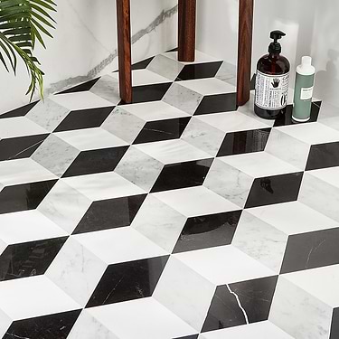 Havasar Classico Black & White 8x9 Polished Marble Mosaic