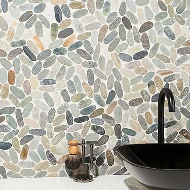 Nature Oval Sumatra Blend Multicolor Honed Natural Stone Mosaic