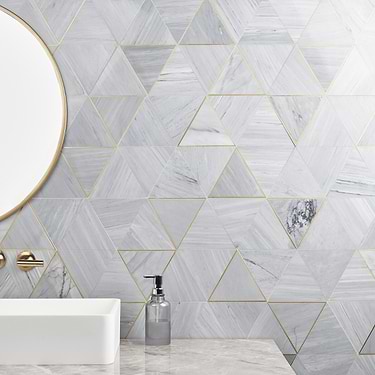 Verin Gray 6x6 Polished Marble & Brass Mosaic