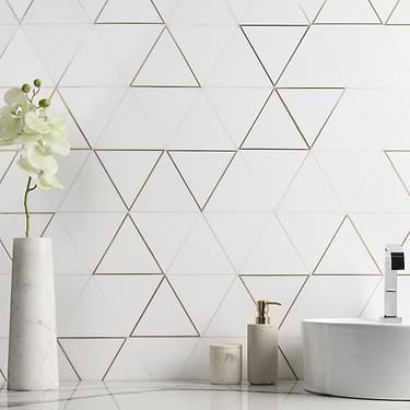 Verin Thassos White 6x6 Polished Marble & Brass Mosaic