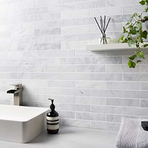 Brushed Stone Asian Statuary White 2x8 Brushed Marble Subway Tile