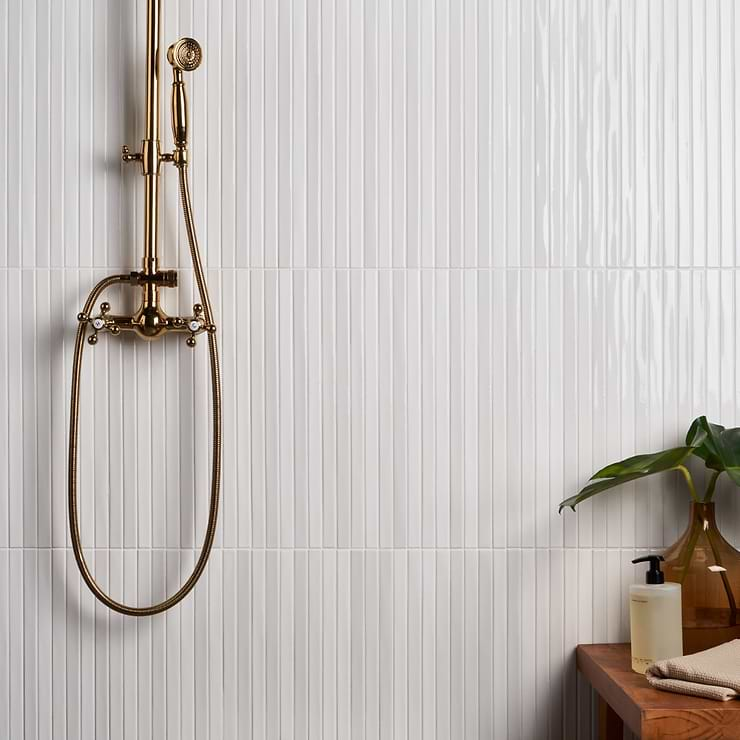 Kanbina Blanco White 5x18 Glossy Ceramic Mosaic Tile