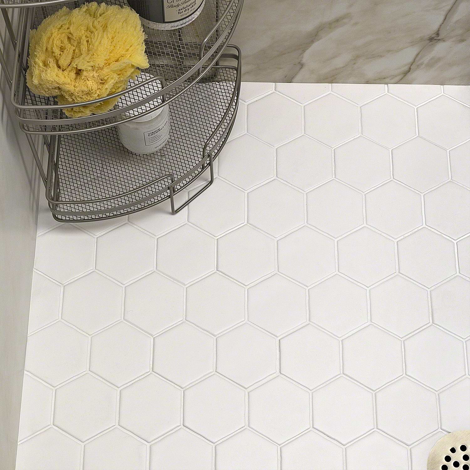 Meadowmere White 3" Hexagon Matte Ceramic Mosaic