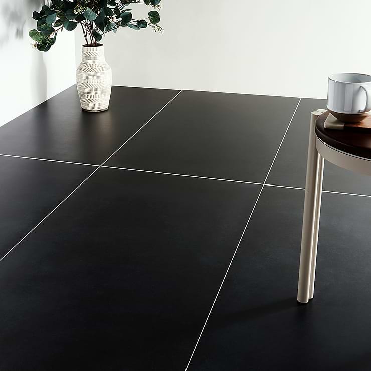 Lines Black 24x48 Matte Porcelain Tile Tilebar