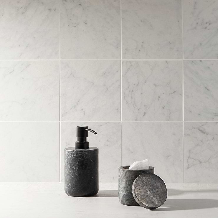 Marble Tech Bianco Gioia 6x6 Matte Marble Look Porcelain Tile
