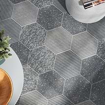 Texstone Deco Antracita Dark Gray 9" Porcelain Matte Hexagon Tile