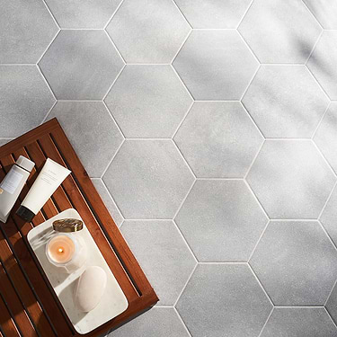 Texstone Gris Gray 9" Hexagon Matte Porcelain Tile