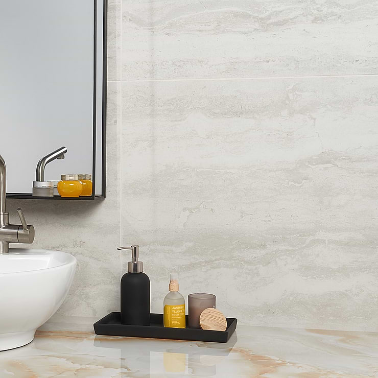 Basic Travertine Cotton 24x48 Matte Porcelain Tile Tilebar