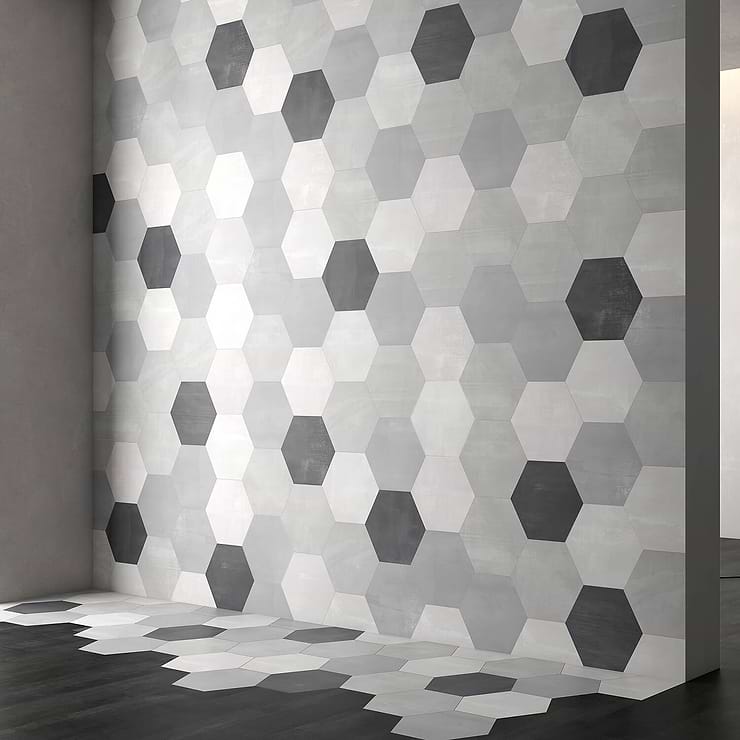 Paige Avorio 10" Hexagon Matte Cement Look Porcelain Tile