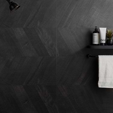 Kenridge Black 24x48 Chevron Wood Look Matte Porcelain Tile