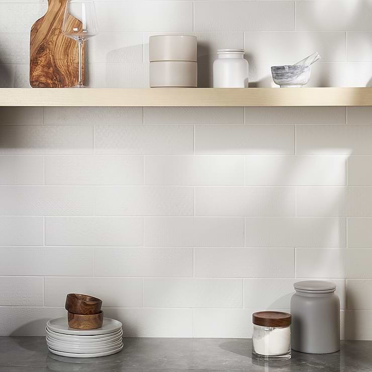 Tessuto White 4x12 Porcelain Matte Subway Tile for Wall & Floor