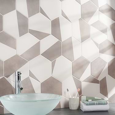 HexArt Pop Gris Gray 8" Hexagon Matte Porcelain Tile - Sample