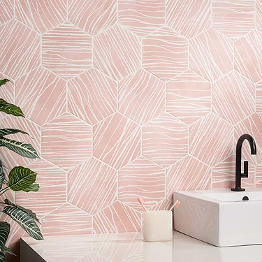 HexArt Zen Ice Rosa Pink 8" Hexagon Matte Porcelain Tile