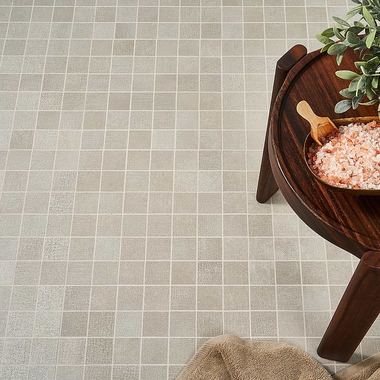 Cement Canvas Light 2x2 Matte Porcelain Mosaic Tilebar